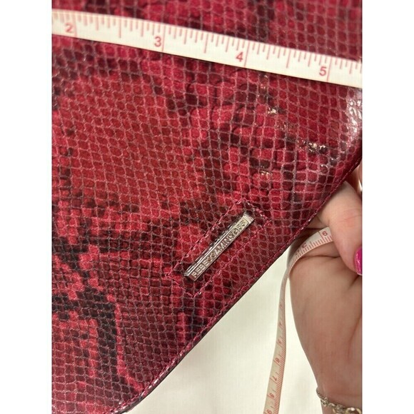 Rebecca Minkoff Sunday Large Saddle Crossbody Bag Red Black Snakeskin Leather - Picture 14 of 14